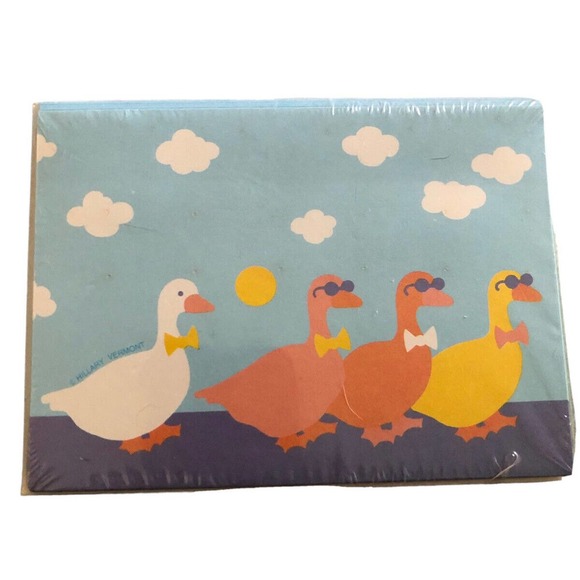 HILLARY VERMONT artist Duck Sunglasses Note Greeting Card Stationary Set 12 NWT - Picture 1 of 4
